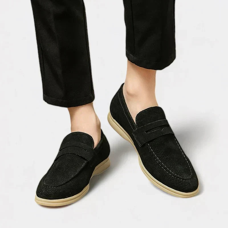 Old Money Suede Loafers – Black | Asterley Court