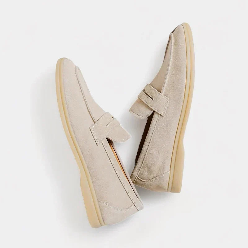 Old Money Suede Loafers – Beige | Asterley Court