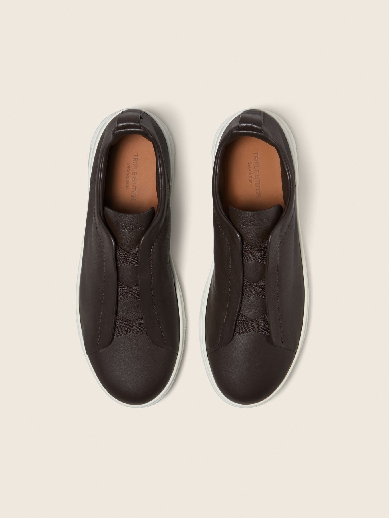 Triple Stitch SECONDSKIN Slip-On Sneakers – Dark Brown | Asterley Court