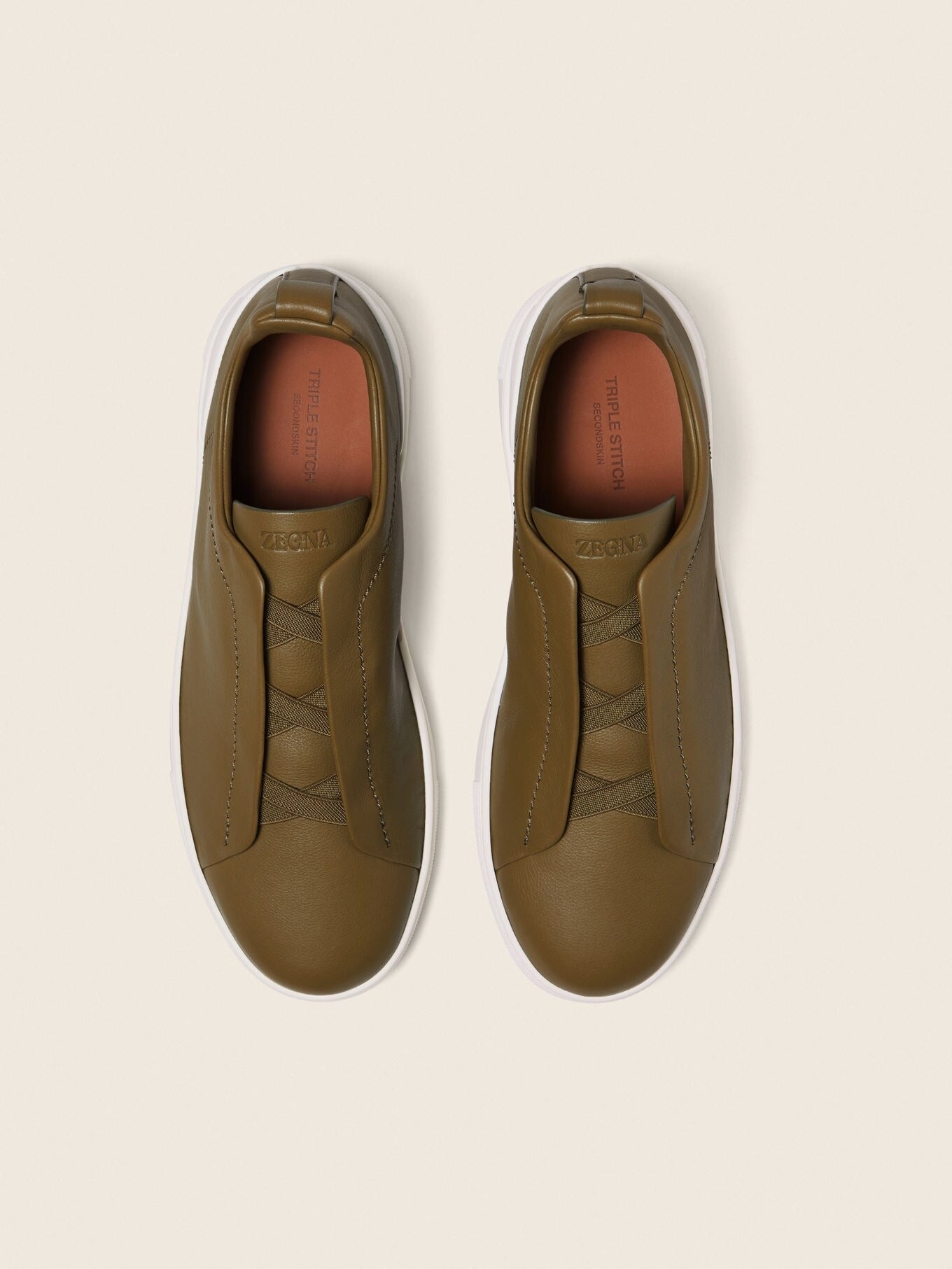 Triple Stitch SECONDSKIN Slip-On Sneakers – Military Green | Asterley Court