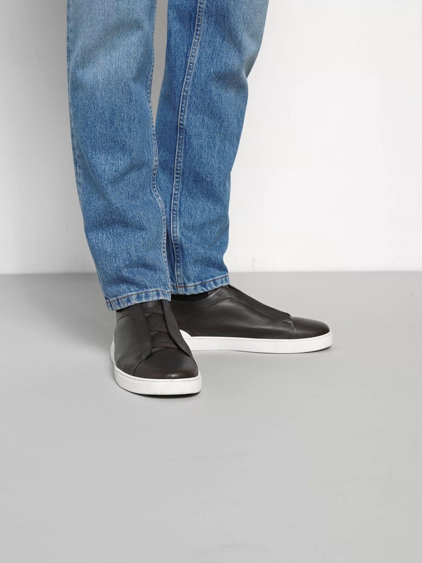 Triple Stitch SECONDSKIN Slip-On Sneakers – Dark Brown | Asterley Court