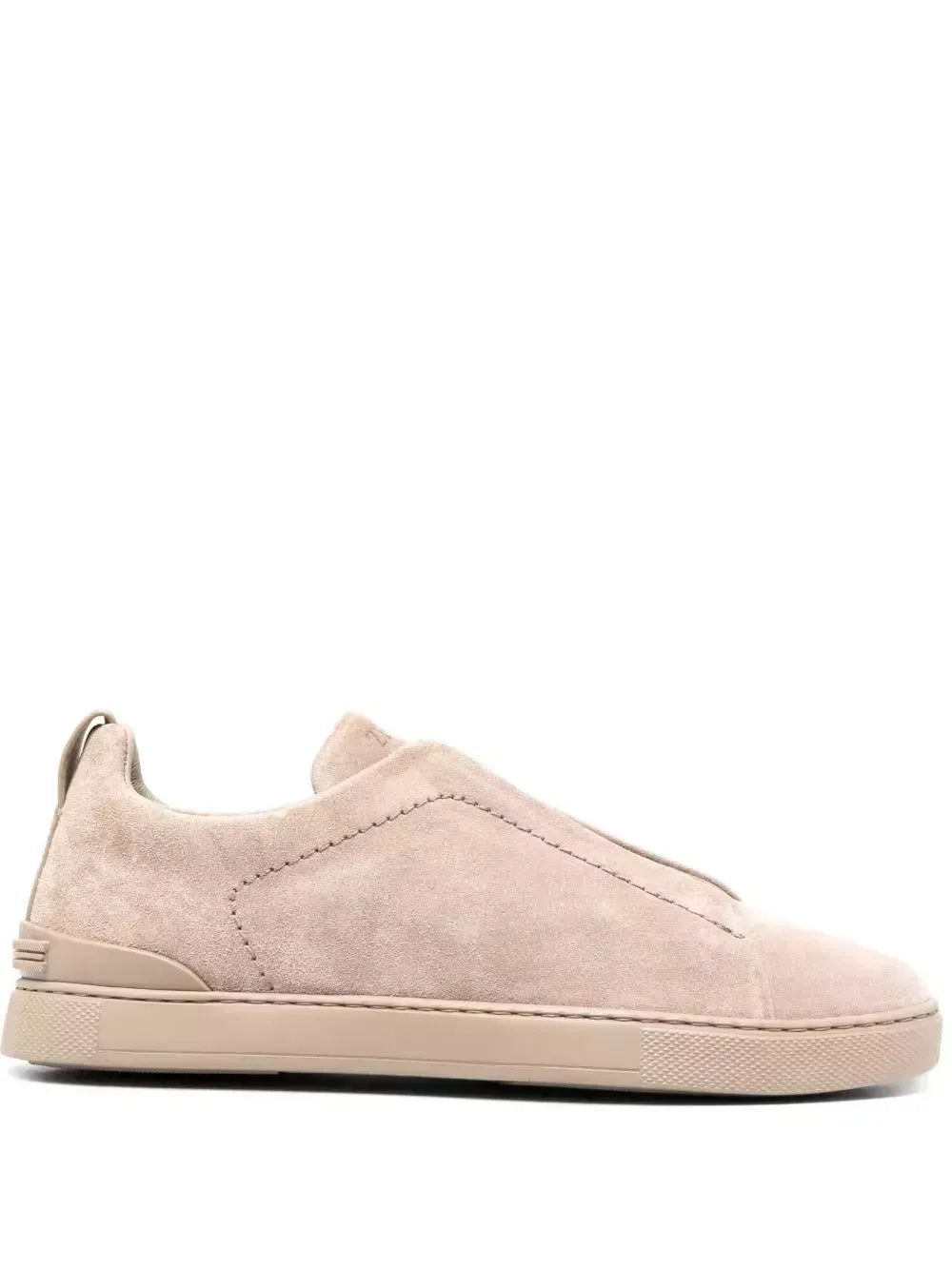 Triple Stitch Leather Sneakers – Beige | Asterley Court