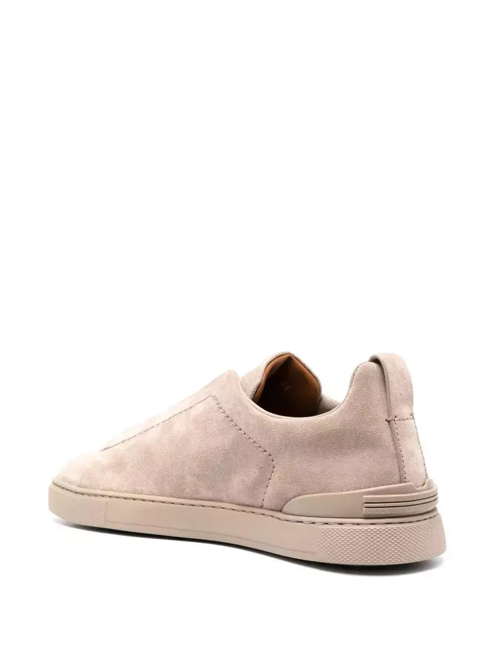 Triple Stitch Leather Sneakers – Beige | Asterley Court