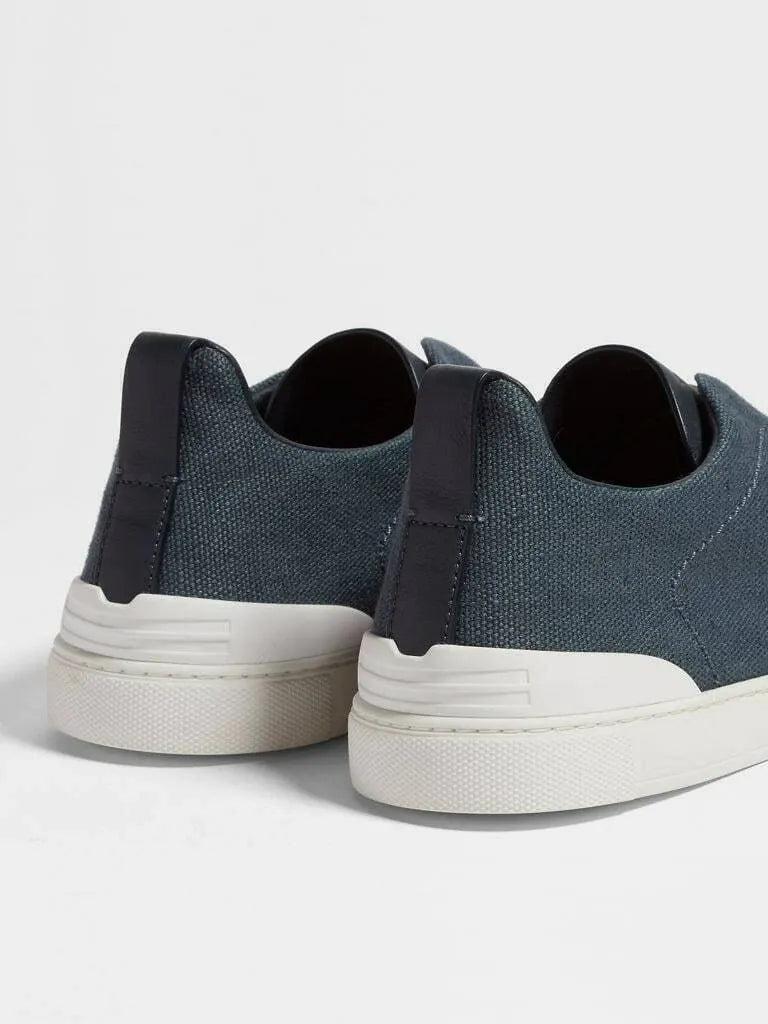 Triple Stitch Canvas Sneakers – Blue | Asterley Court
