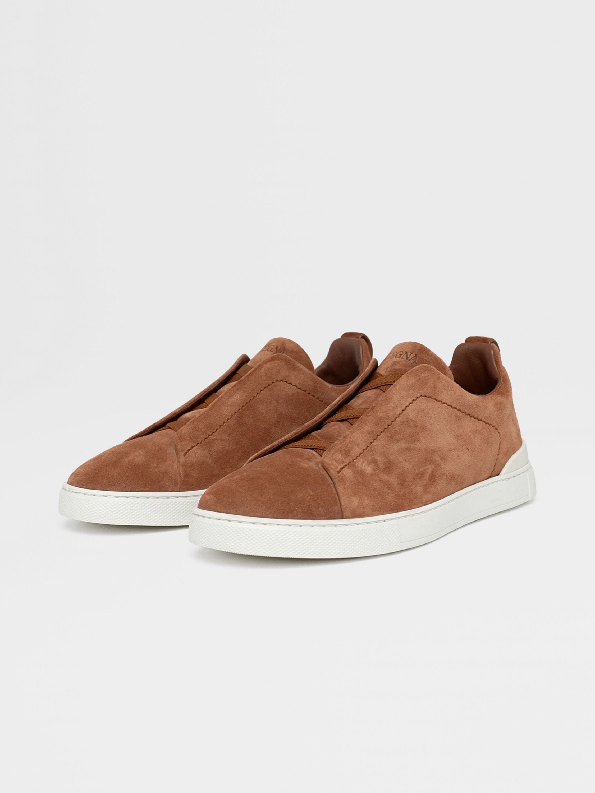 Triple Stitch Suede Slip-On Sneakers – Tobacco | Asterley Court