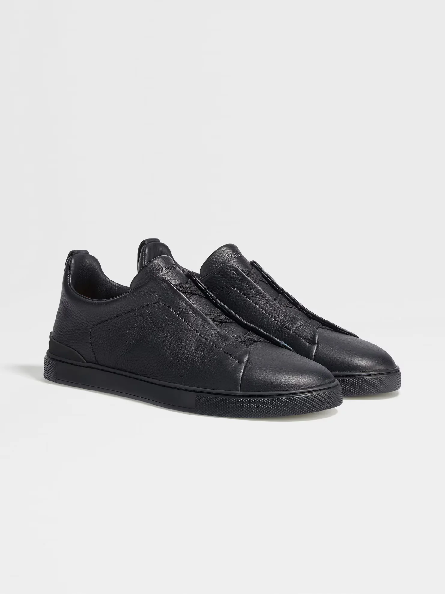 Triple Stitch Leather Sneakers – Black | Asterley Court