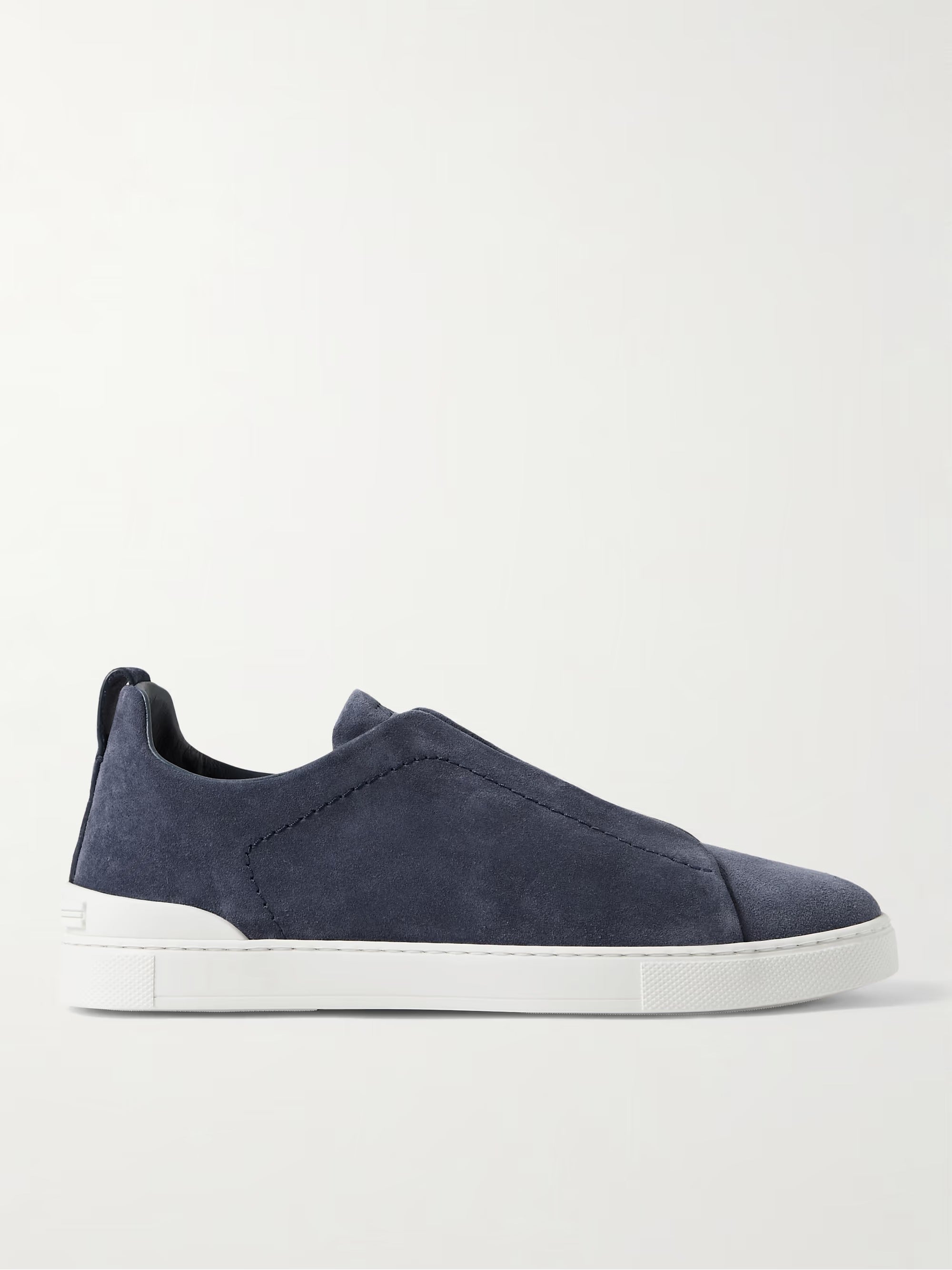 Triple Stitch Suede Slip-On Sneakers – Navy | Asterley Court