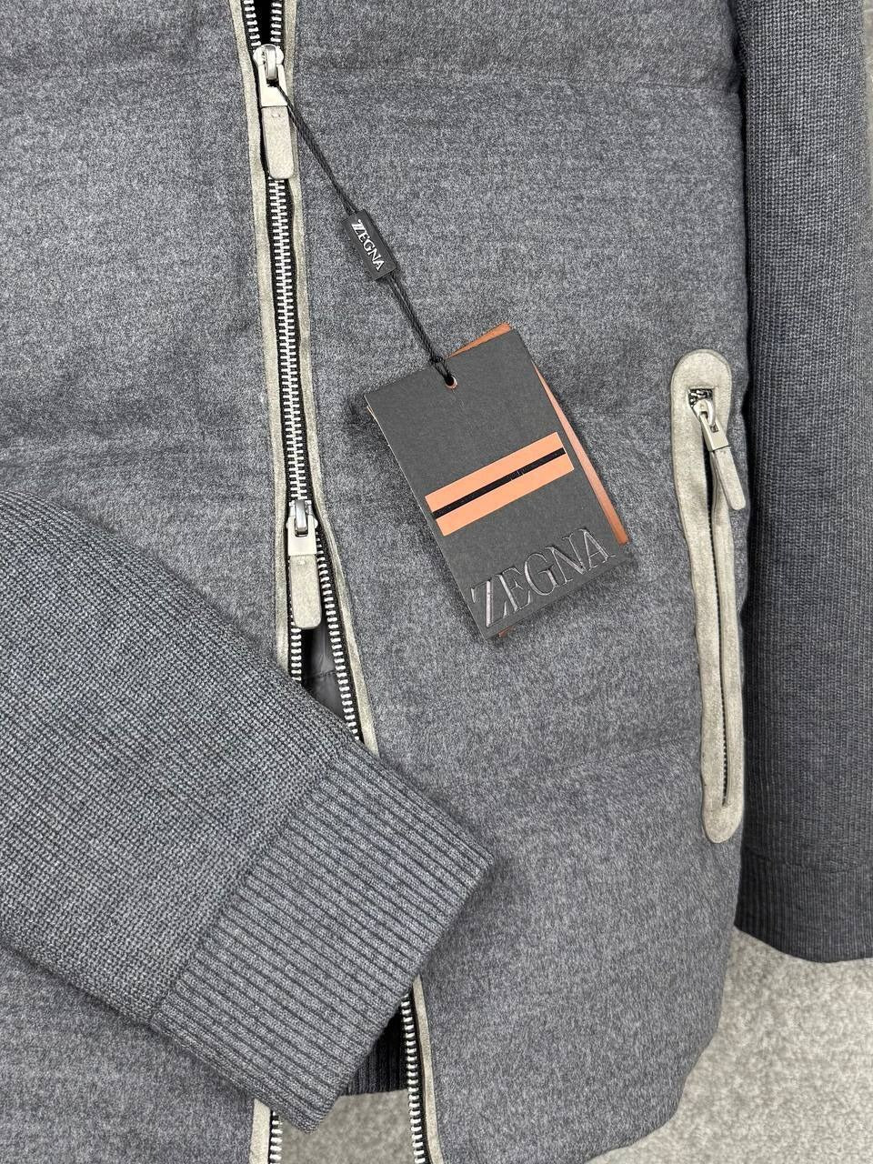 Wool Blend Quilted Jacket - Charcoal Grey