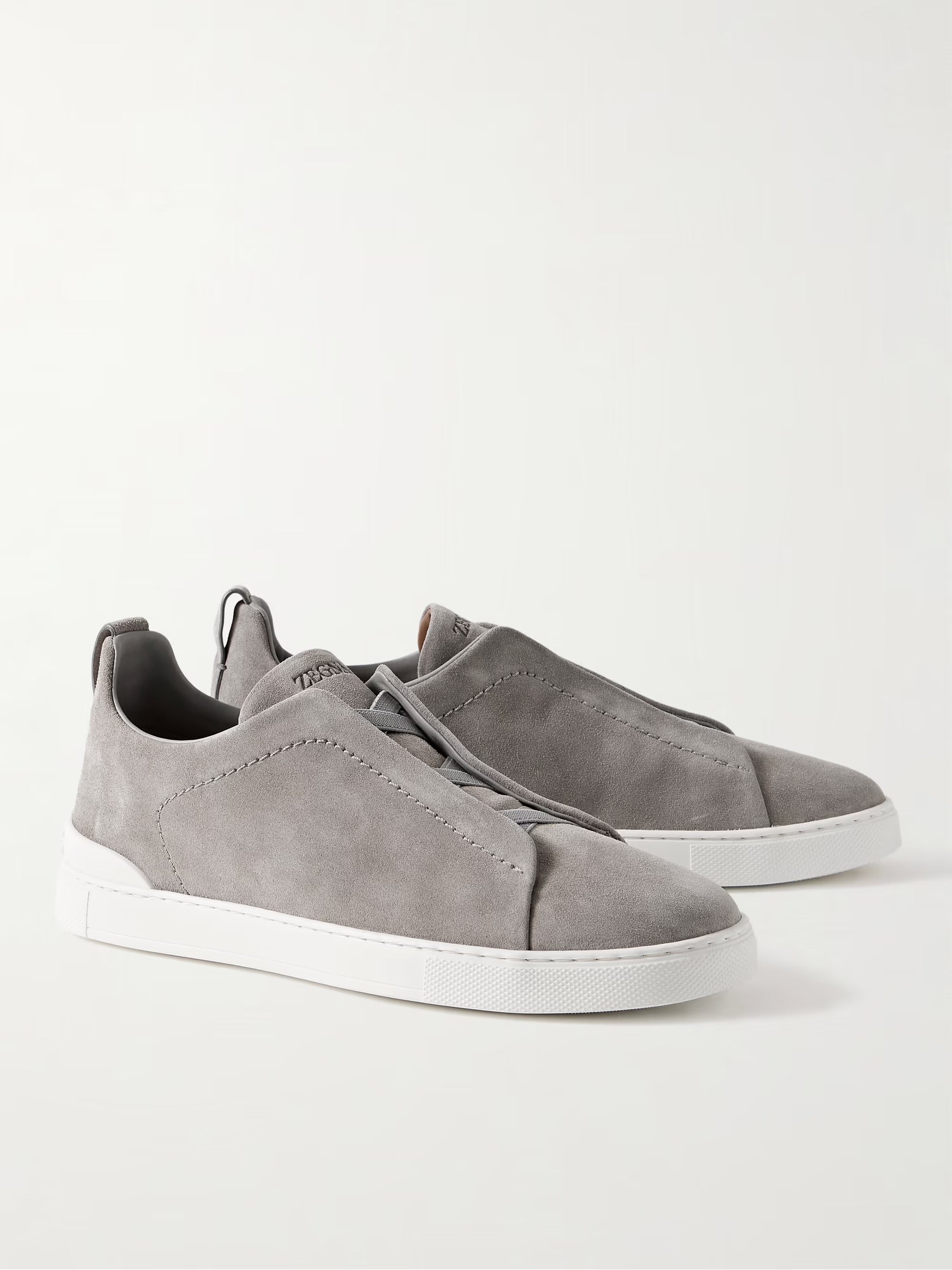 Triple Stitch Suede Slip-On Sneakers – Grey | Asterley Court