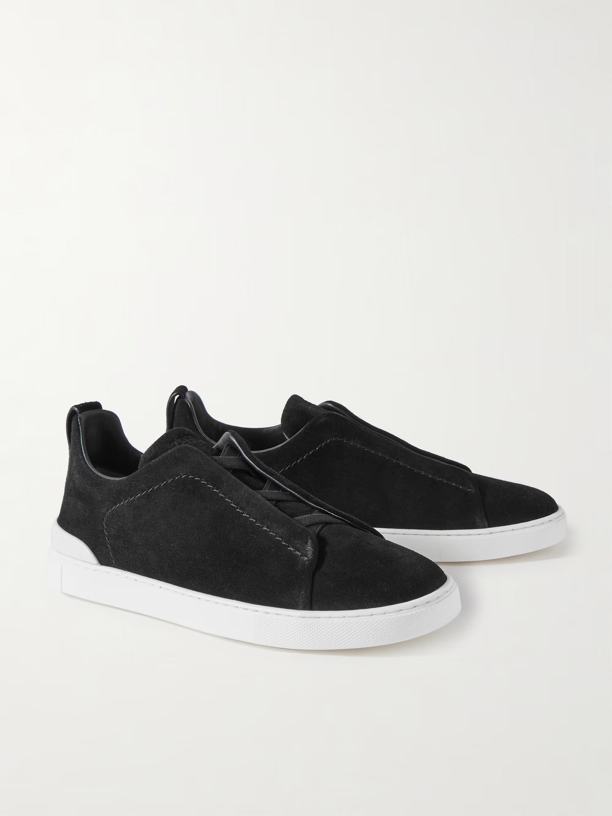 Triple Stitch Suede Slip-On Sneakers – Black | Asterley Court