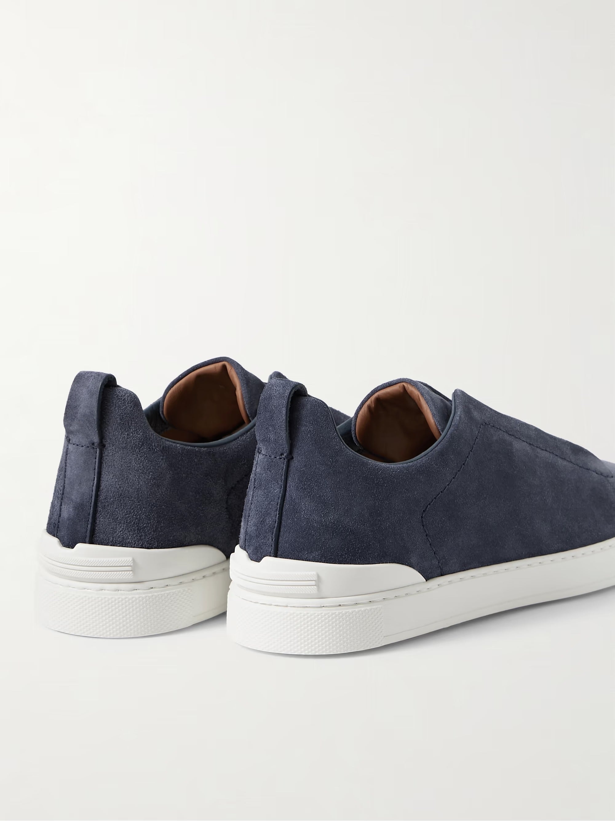 Triple Stitch Suede Slip-On Sneakers – Navy | Asterley Court