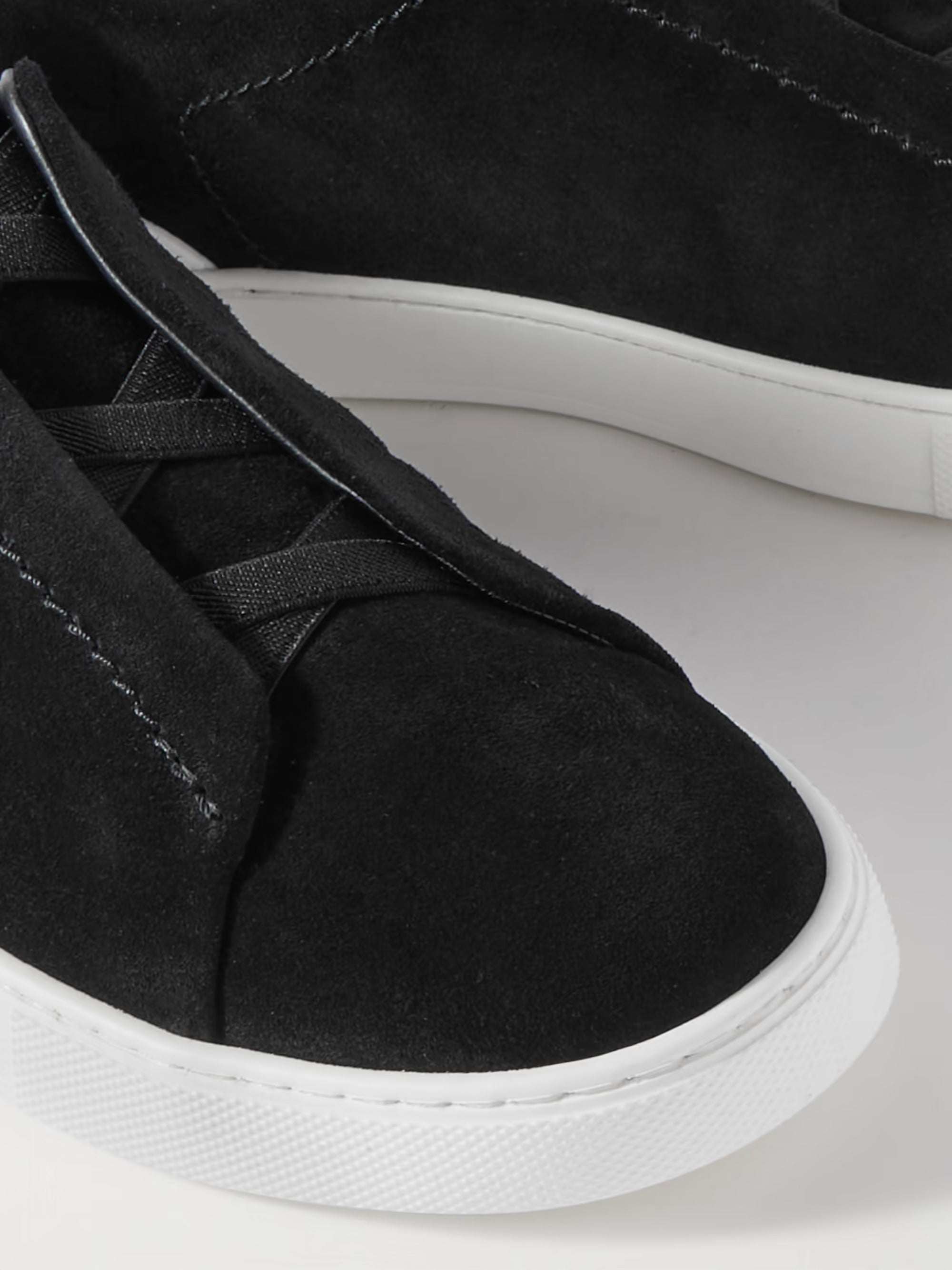 Triple Stitch Suede Slip-On Sneakers – Black | Asterley Court