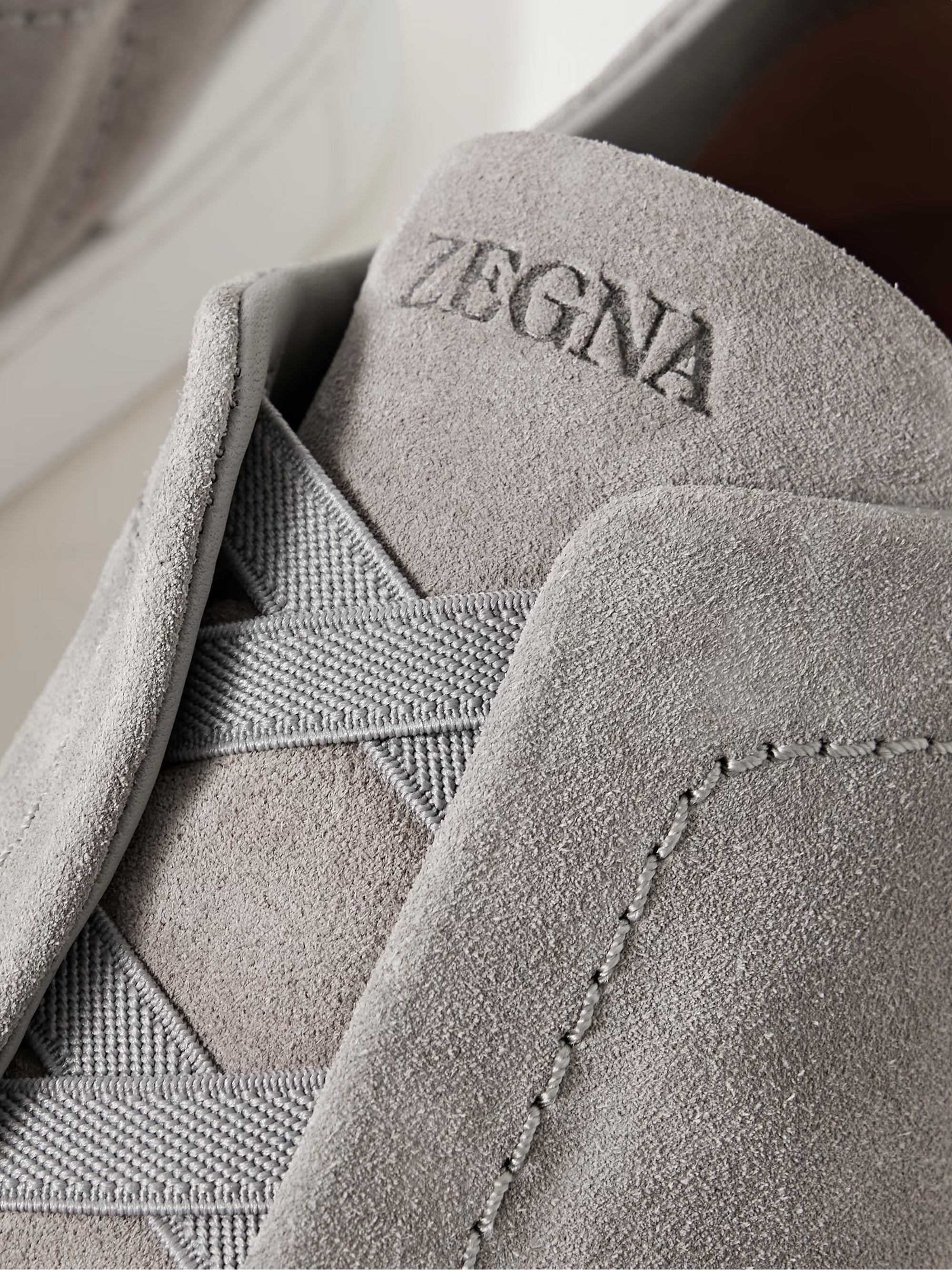 Triple Stitch Suede Slip-On Sneakers – Grey | Asterley Court