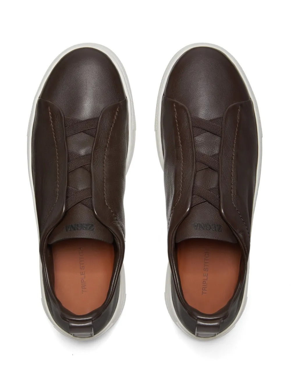 Triple Stitch Leather Sneakers – Dark Brown | Asterley Court