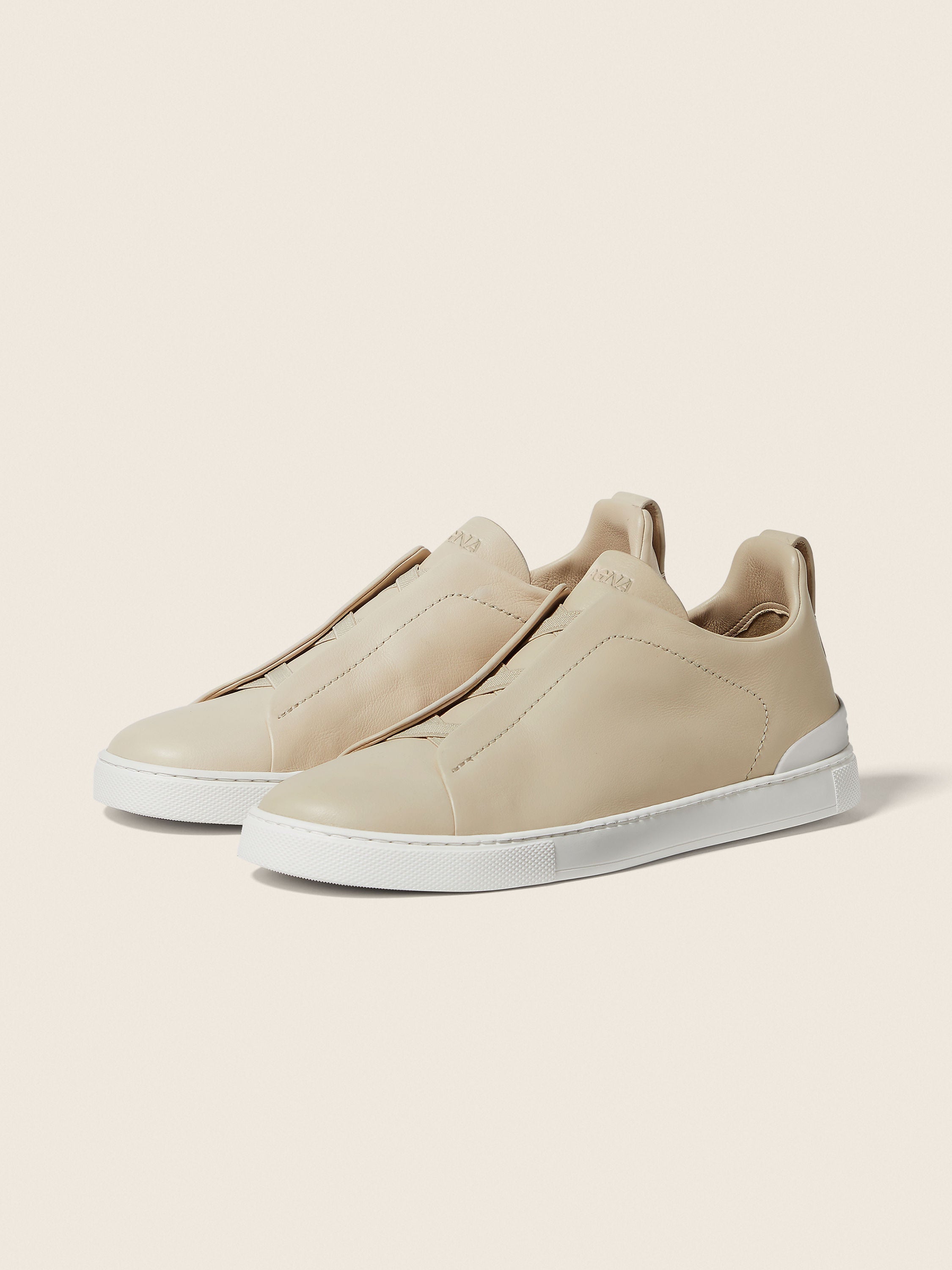 Triple Stitch SECONDSKIN Slip-On Sneakers – Light Beige | Asterley Court