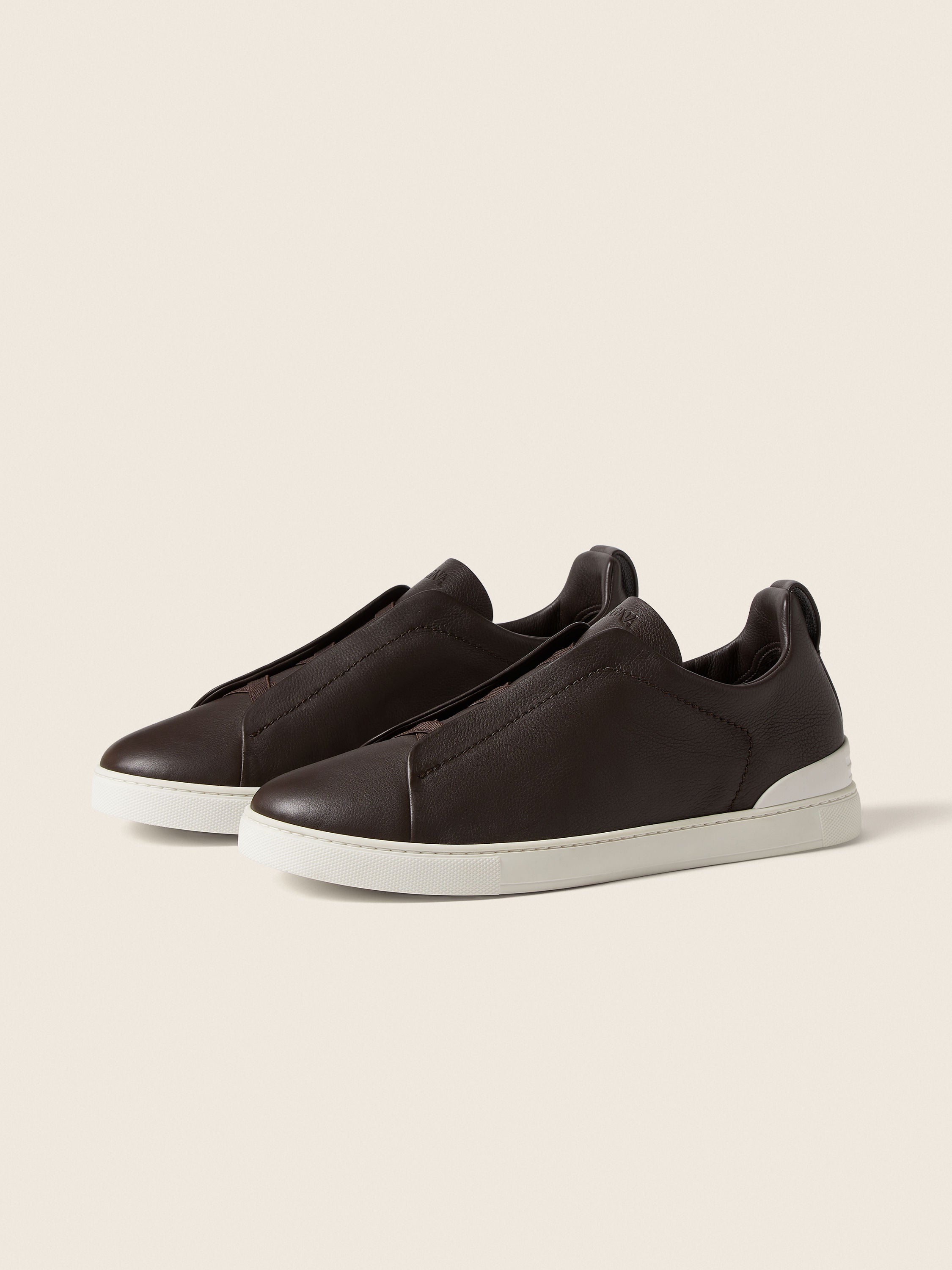 Triple Stitch SECONDSKIN Slip-On Sneakers – Dark Brown | Asterley Court