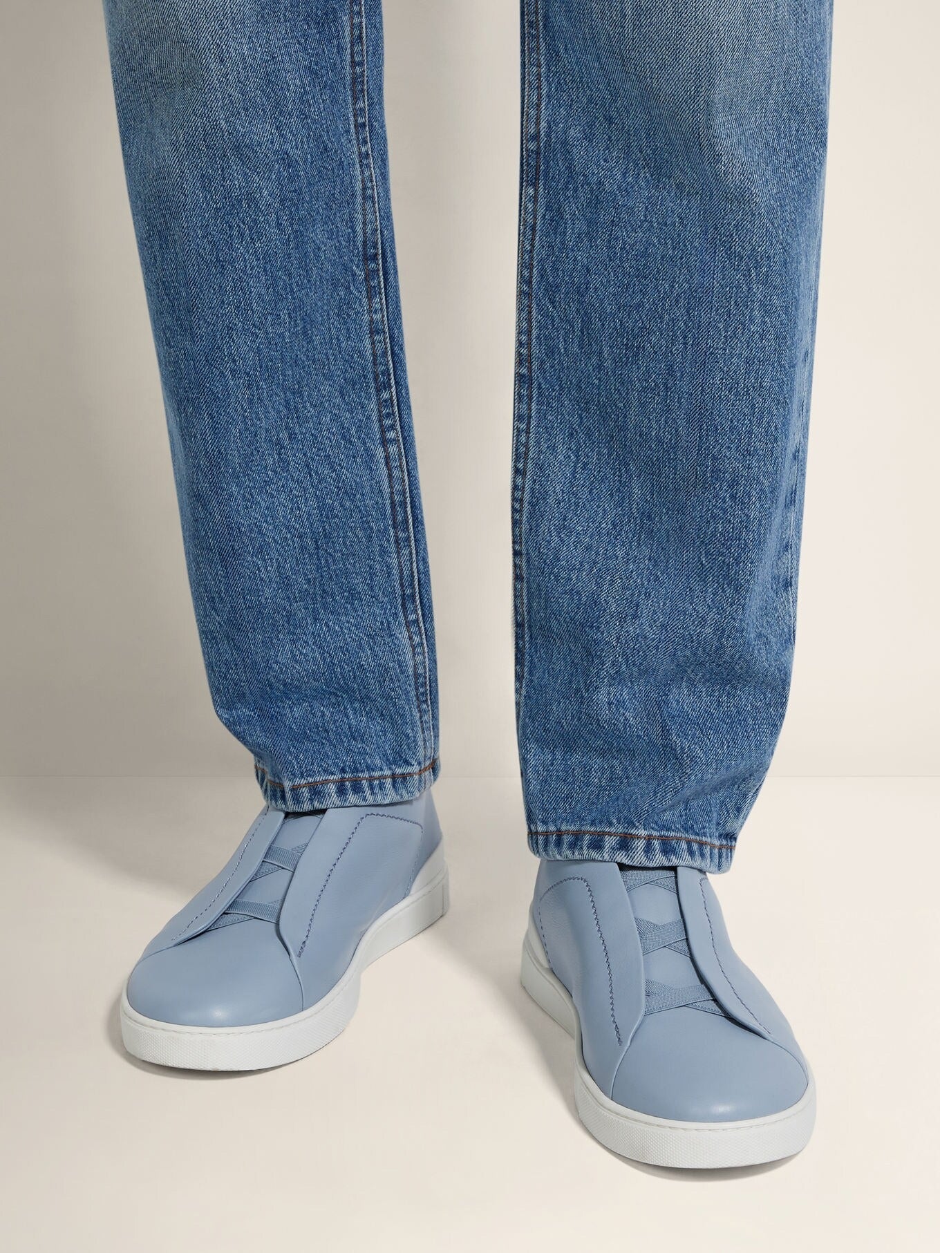 Triple Stitch SECONDSKIN Slip-On Sneakers – Light Blue | Asterley Court
