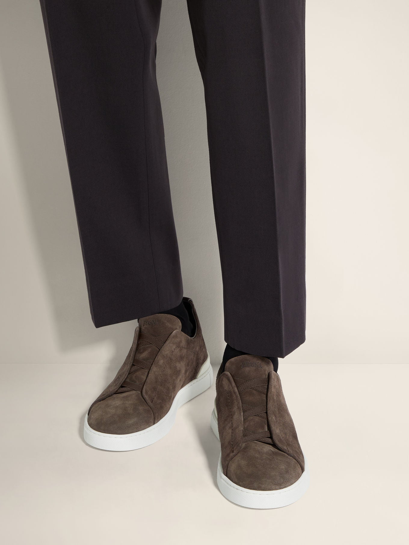 Triple Stitch Suede Slip-On Sneakers – Brown | Asterley Court