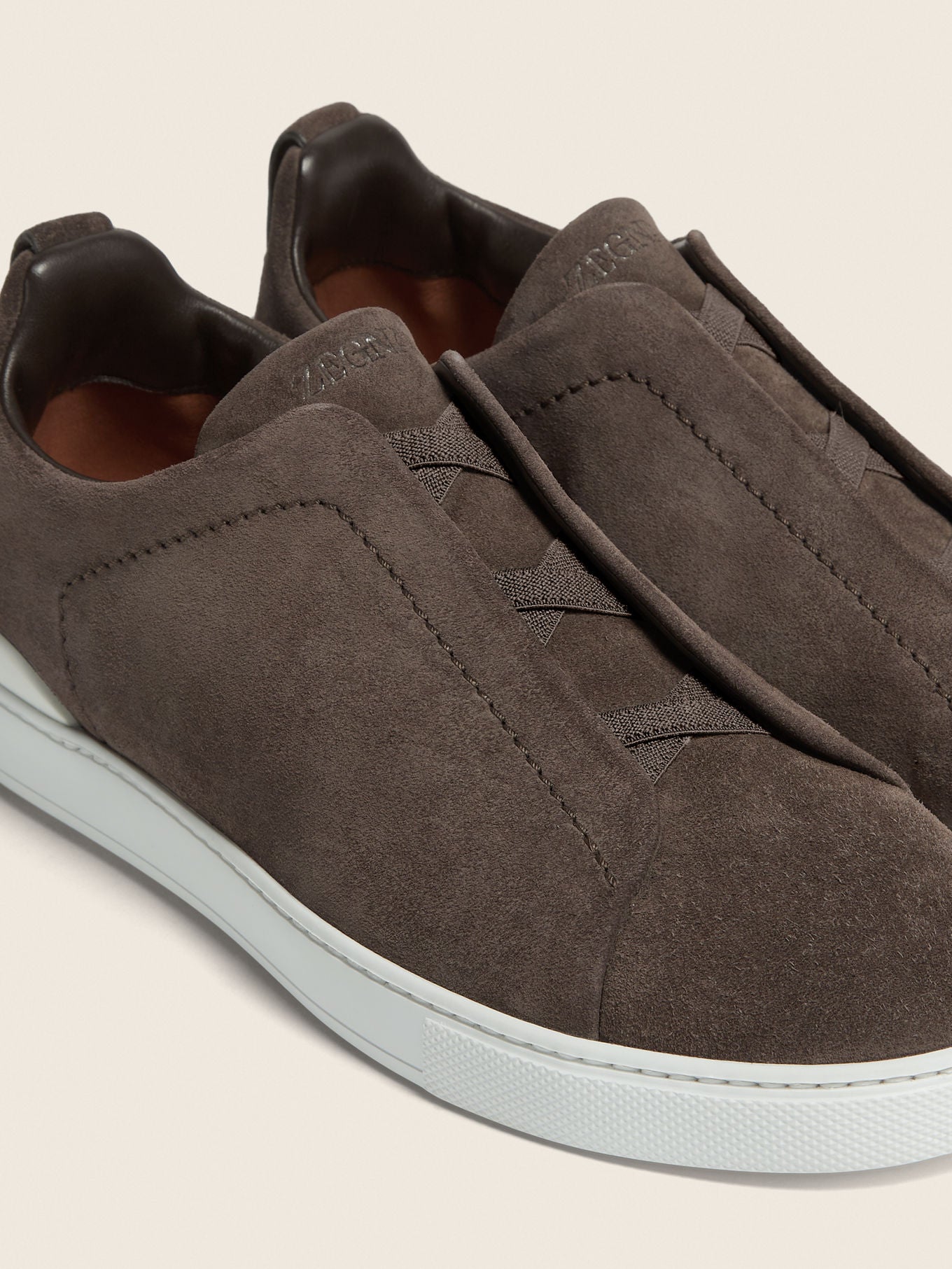 Triple Stitch Suede Slip-On Sneakers – Brown | Asterley Court