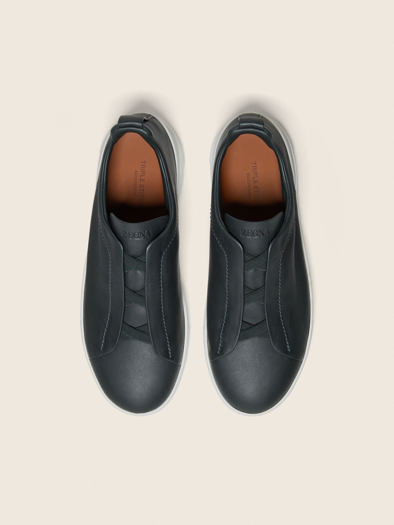 Triple Stitch SECONDSKIN Slip-On Sneakers – Dark Green | Asterley Court