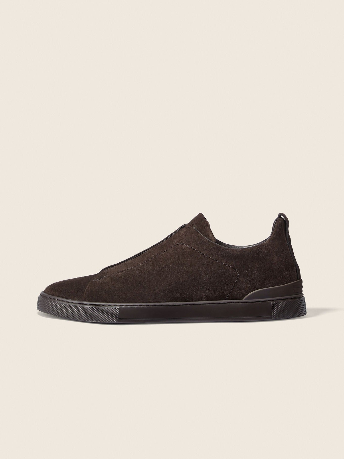 Triple Stitch Suede Slip-On Sneakers – Dark Brown | Asterley Court