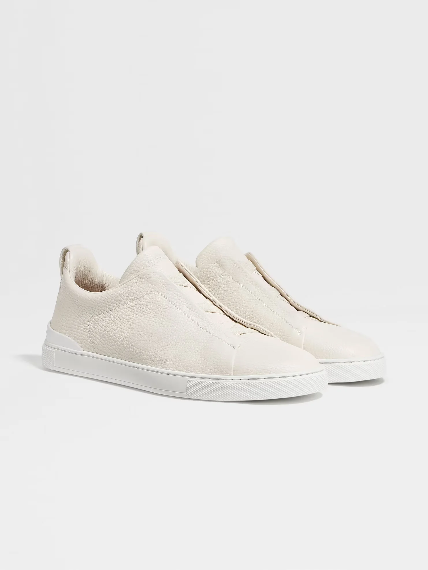 Triple Stitch Leather Sneakers – White | Asterley Court