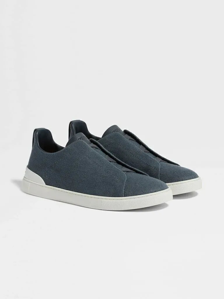 Triple Stitch Canvas Sneakers – Blue | Asterley Court
