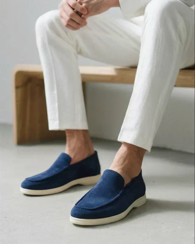 Suede Comfort Loafers – Marine Blue | Asterley Court