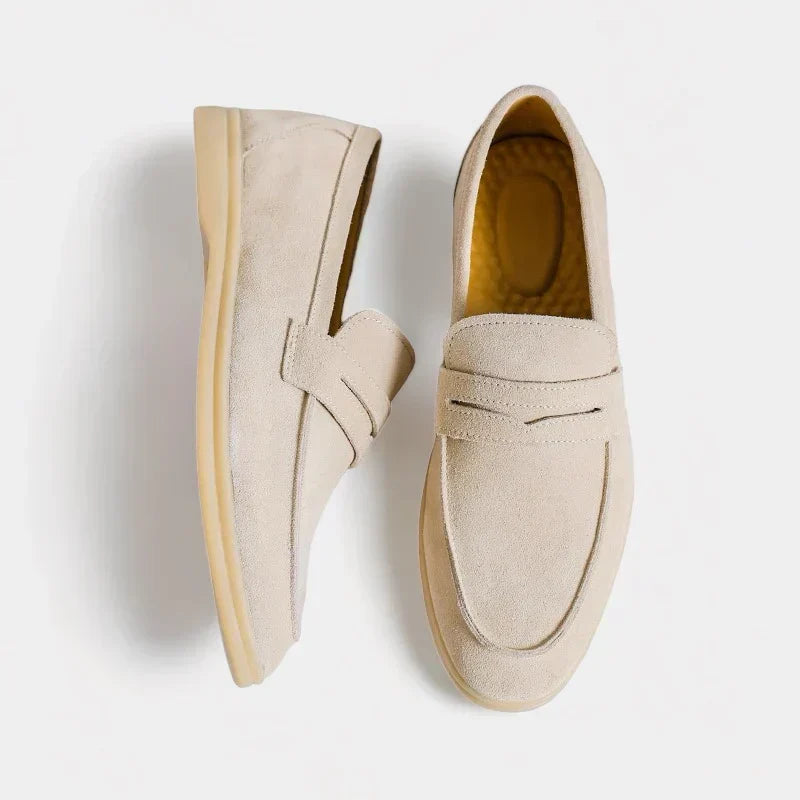 Old Money Suede Loafers – Beige | Asterley Court