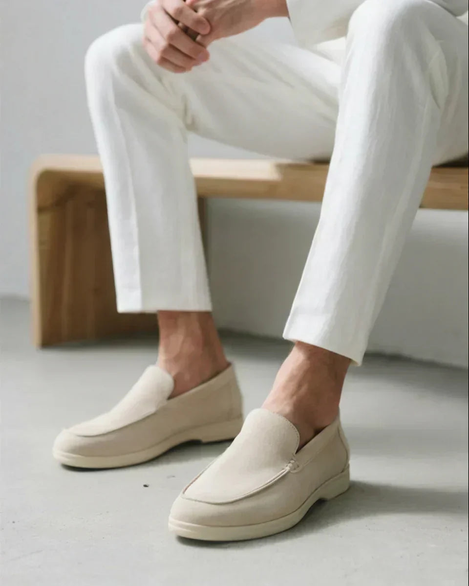 Suede Comfort Loafers – Beige | Asterley Court