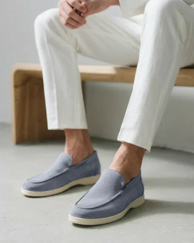 Suede Comfort Loafers – Fog Blue | Asterley Court