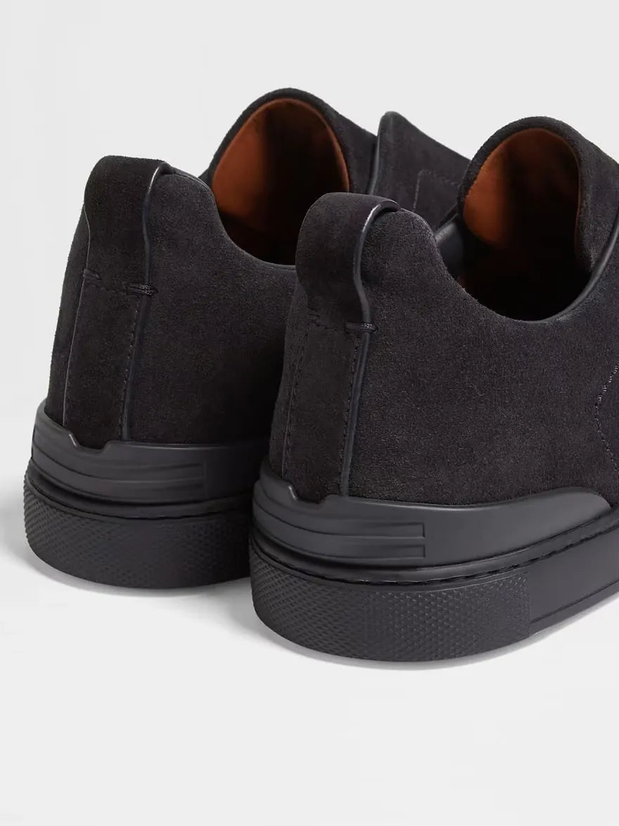 Triple Stitch Suede Sneakers – Black | Asterley Court