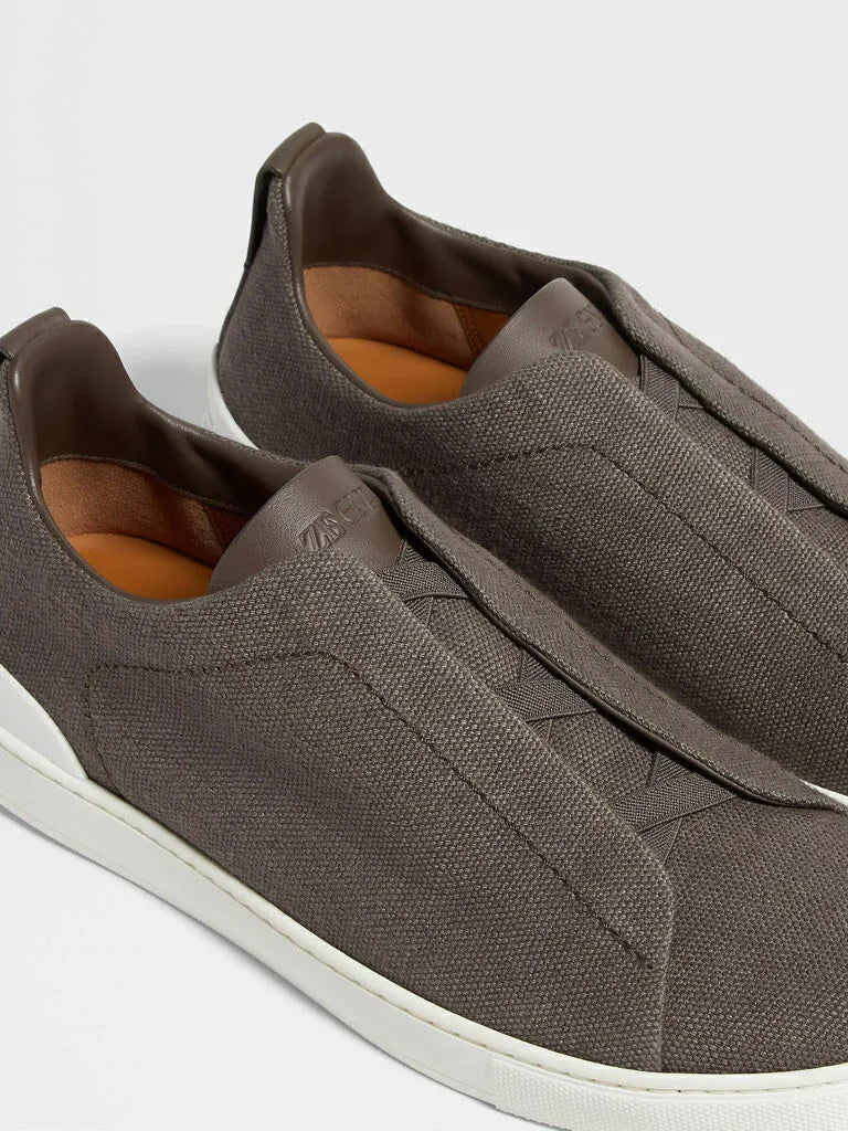 Triple Stitch Canvas Sneakers – Brown | Asterley Court