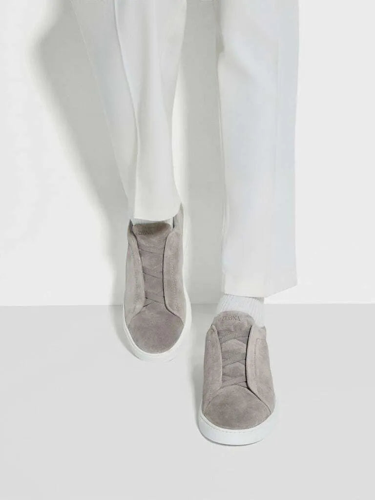 Triple Stitch Suede Sneakers – Grey | Asterley Court