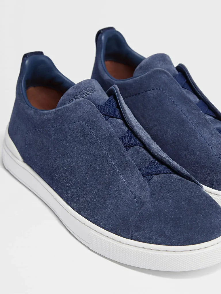 Triple Stitch Suede Sneakers – Navy | Asterley Court