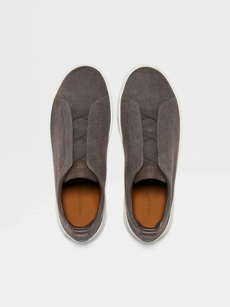 Triple Stitch Canvas Sneakers – Brown | Asterley Court