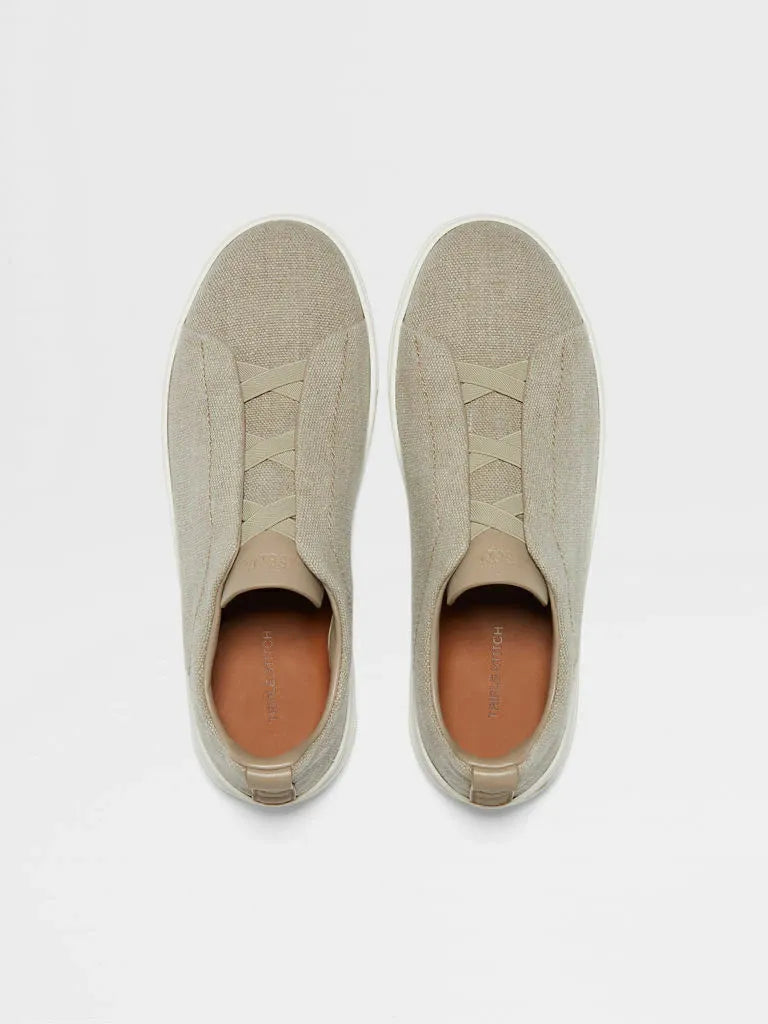 Triple Stitch Canvas Sneakers – Sand | Asterley Court