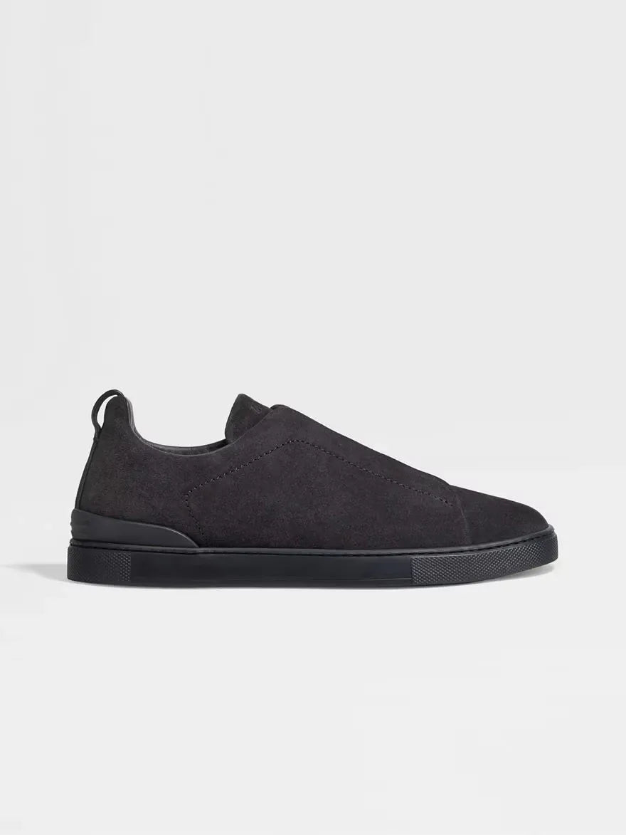 Triple Stitch Suede Sneakers – Black | Asterley Court