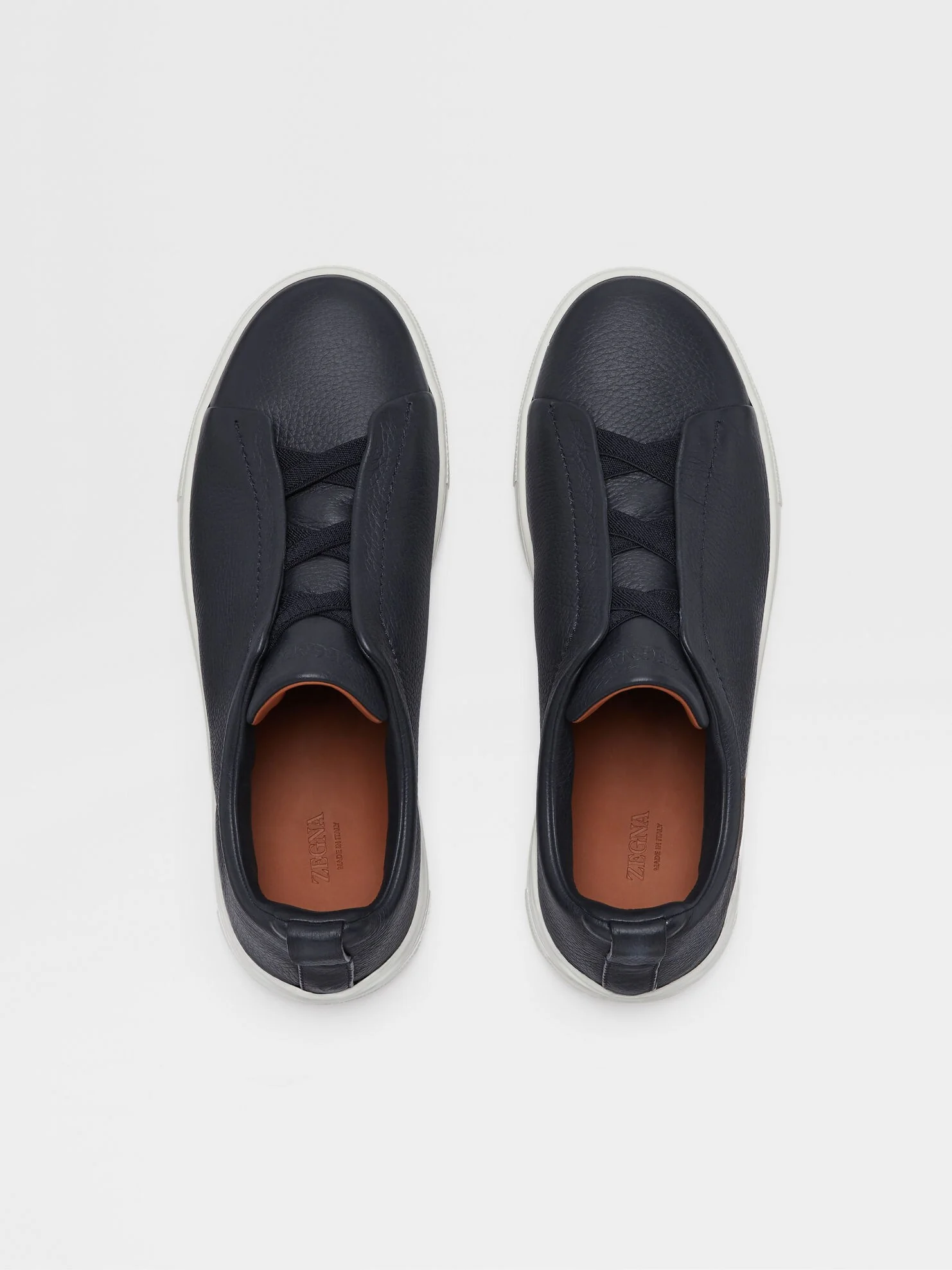 Triple Stitch Leather Sneakers – Navy | Asterley Court