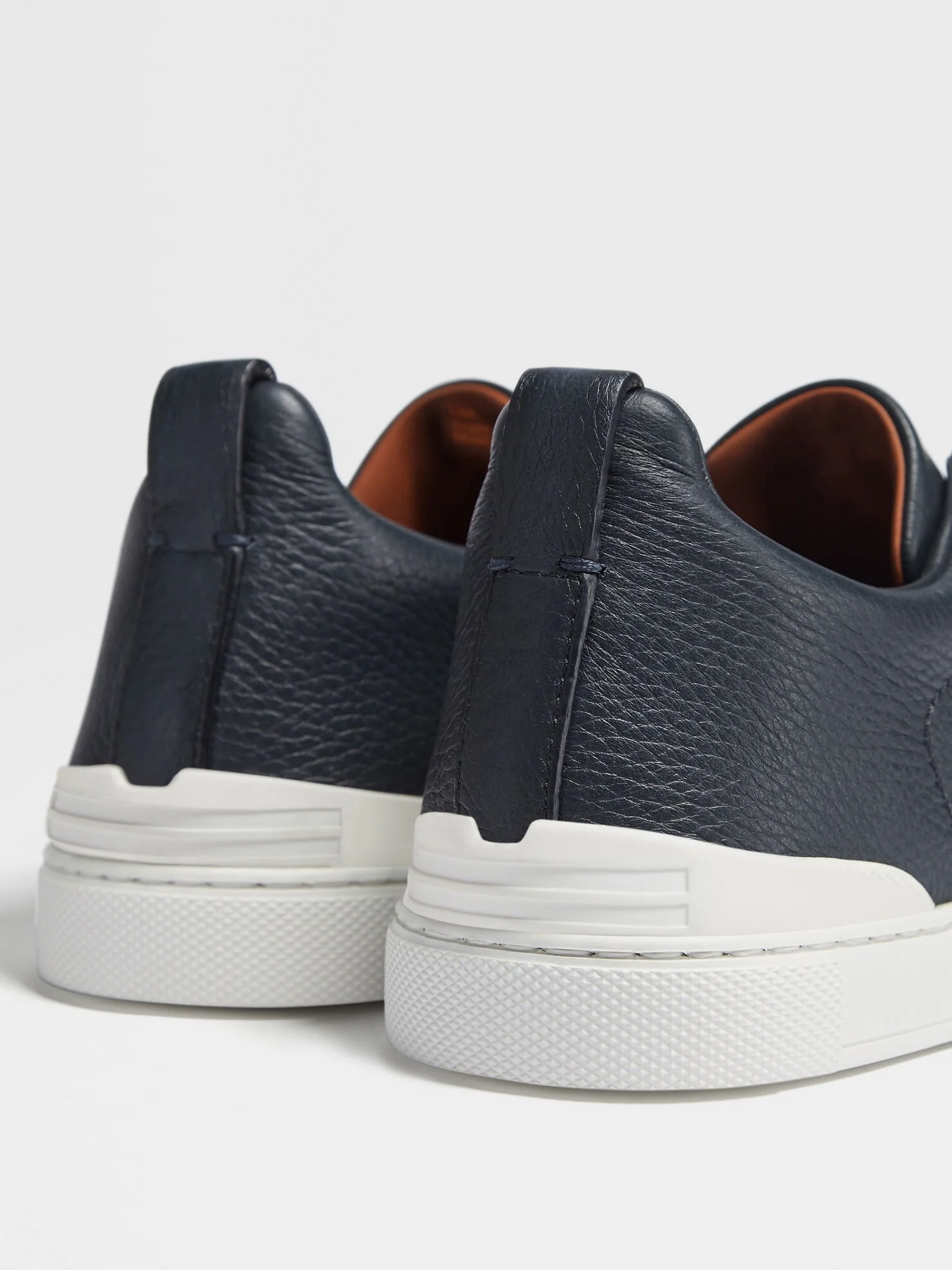 Triple Stitch Leather Sneakers – Navy | Asterley Court