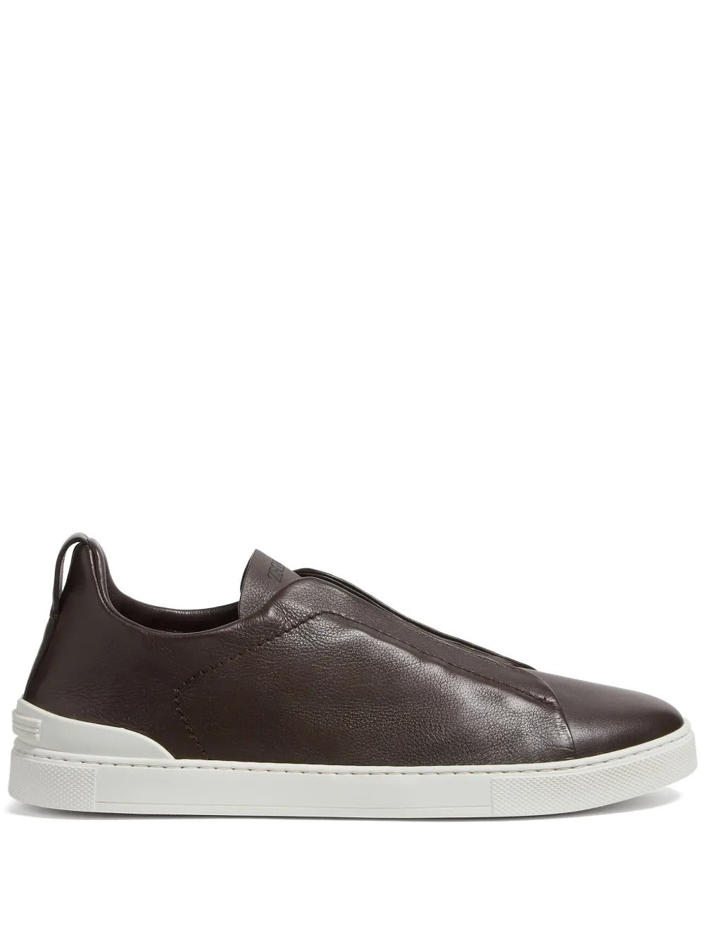 Triple Stitch Leather Sneakers – Dark Brown | Asterley Court