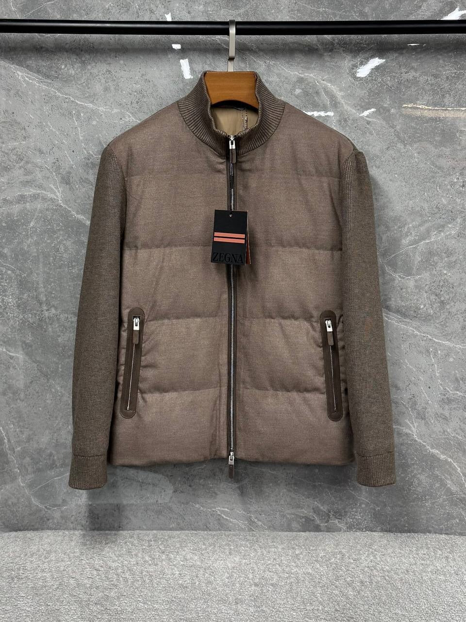 Wool Blend Quilted Jacket - Espresso Brown