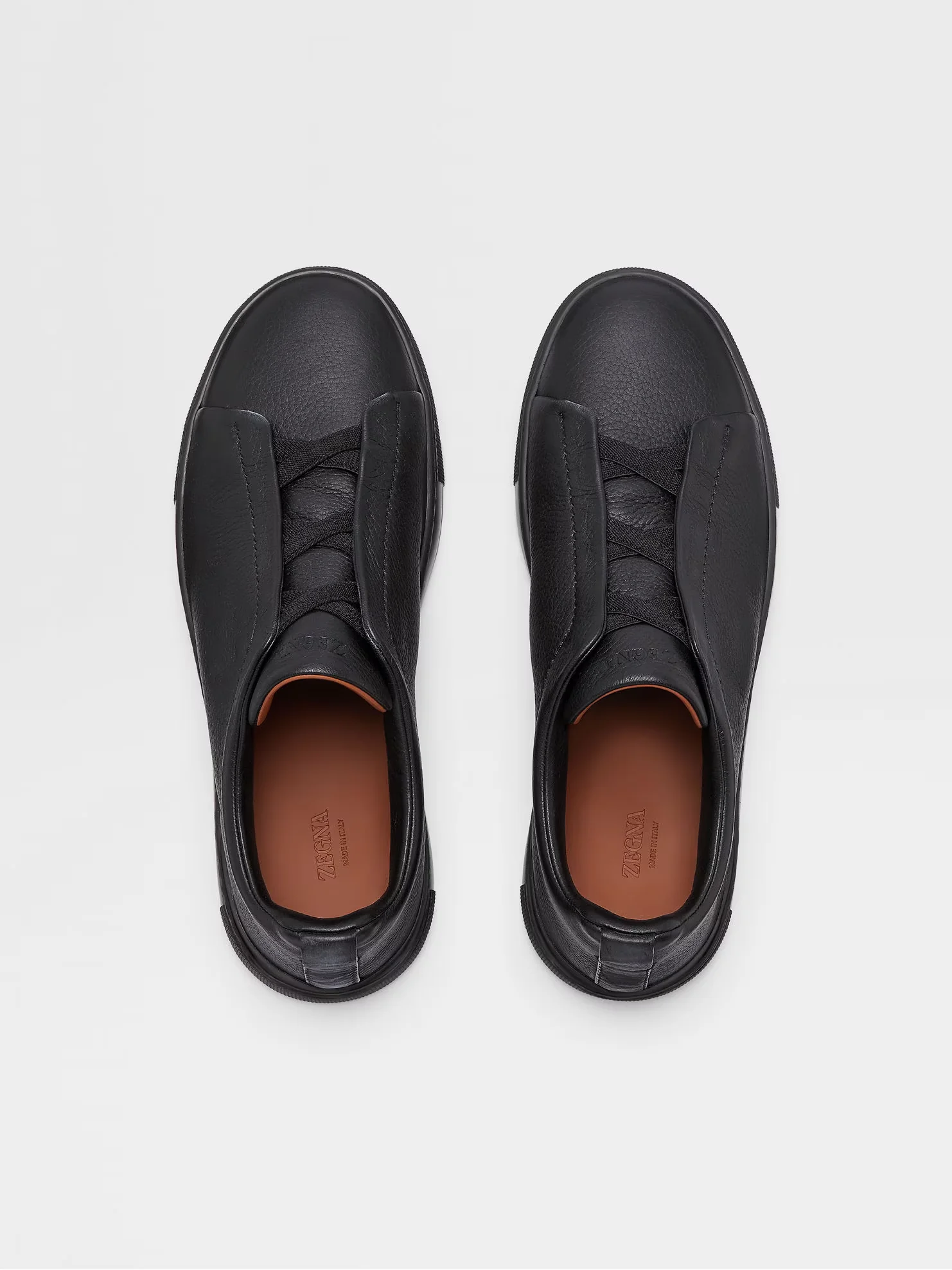 Triple Stitch Leather Sneakers – Black | Asterley Court