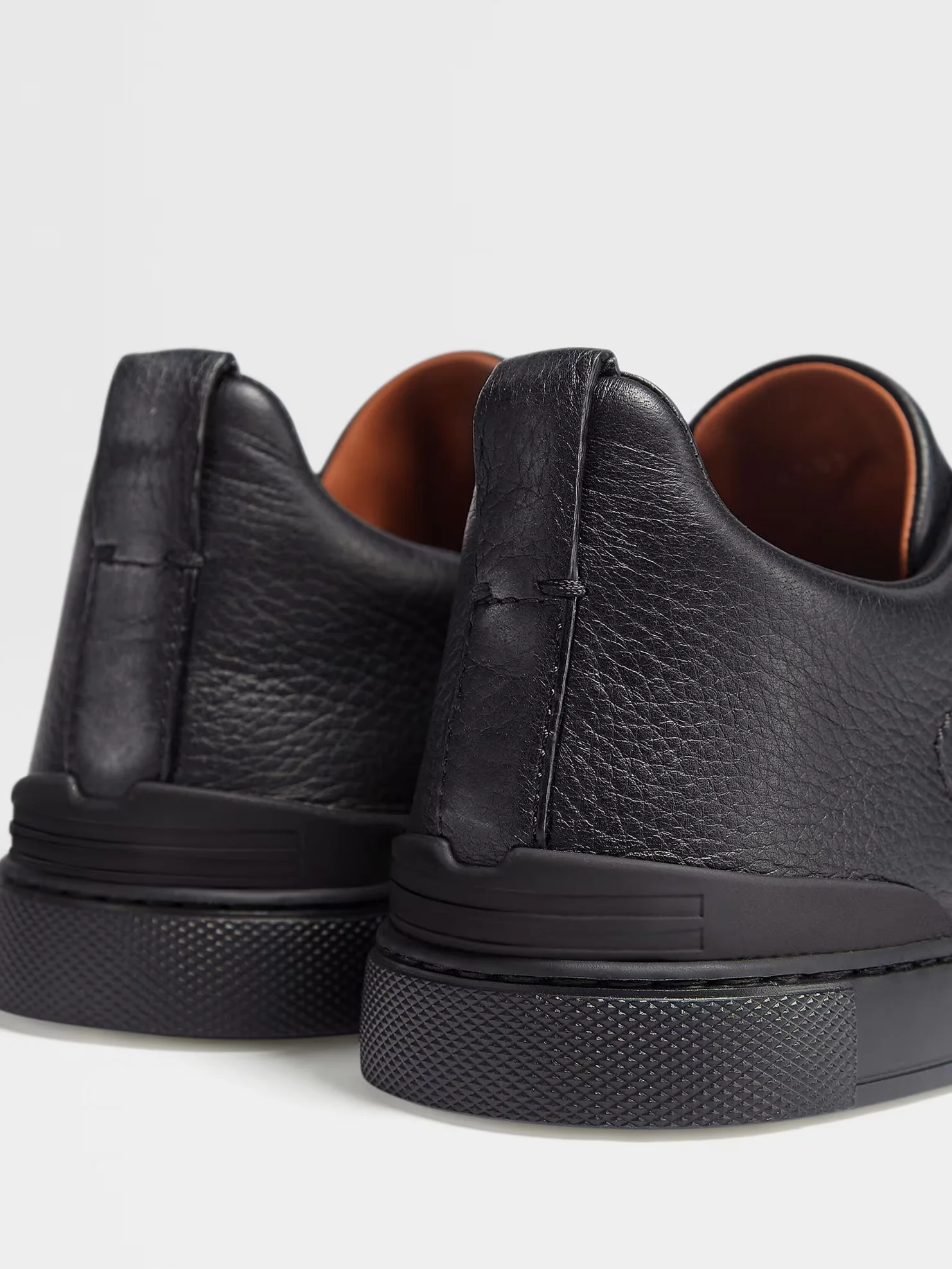 Triple Stitch Leather Sneakers – Black | Asterley Court