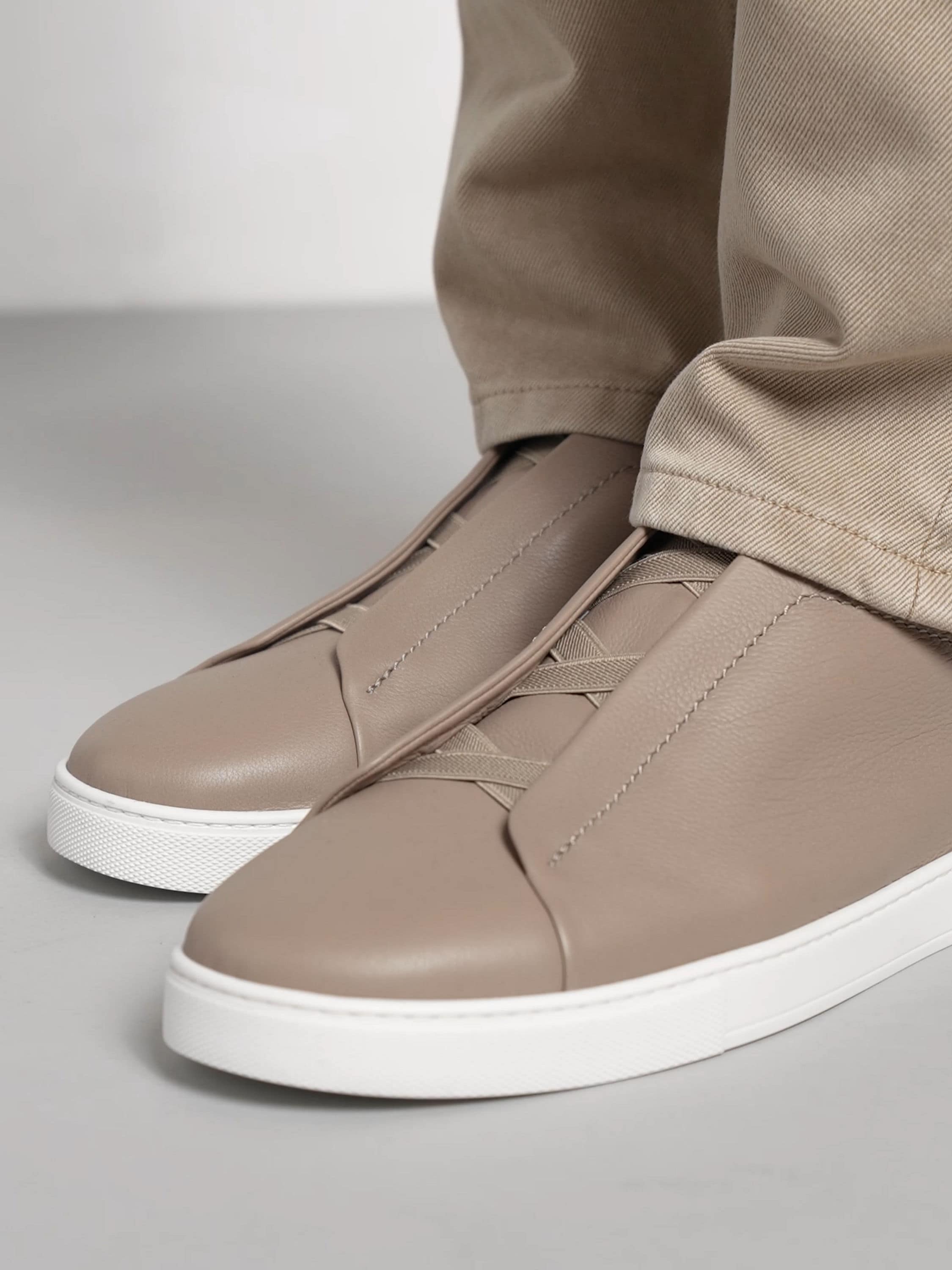 Triple Stitch SECONDSKIN Slip-On Sneakers – Light Taupe | Asterley Court