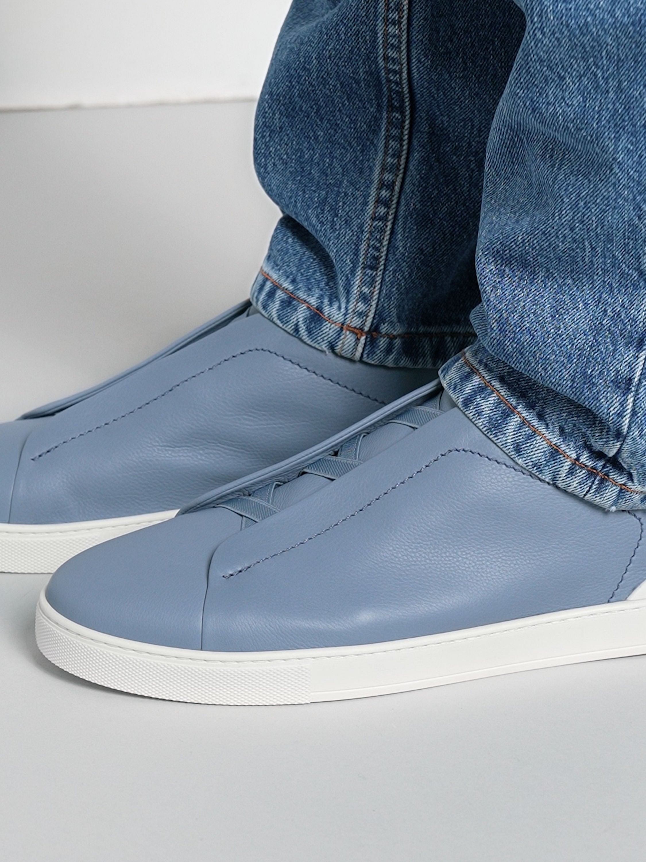 Triple Stitch SECONDSKIN Slip-On Sneakers – Light Blue | Asterley Court