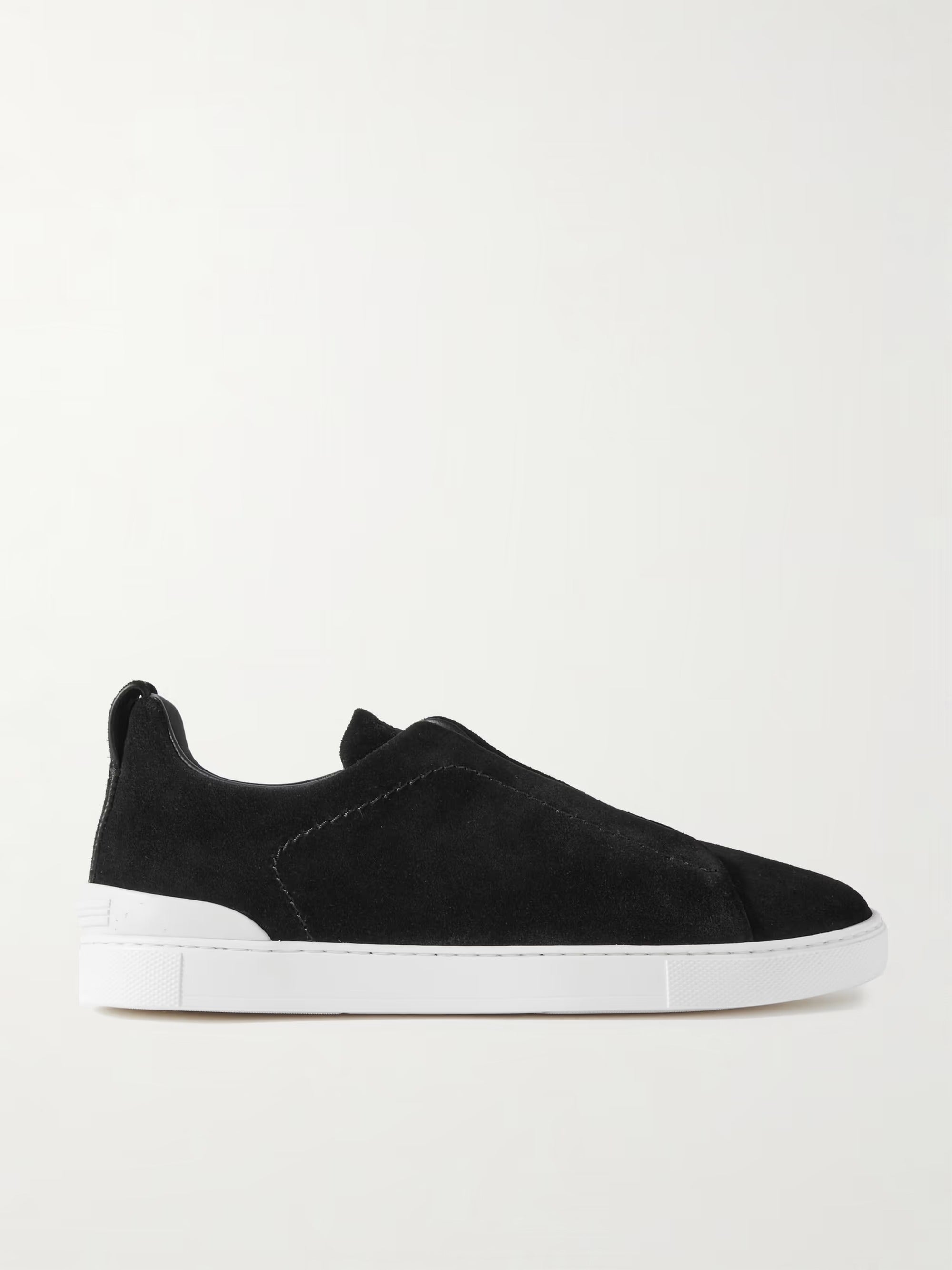Triple Stitch Suede Slip-On Sneakers – Black | Asterley Court
