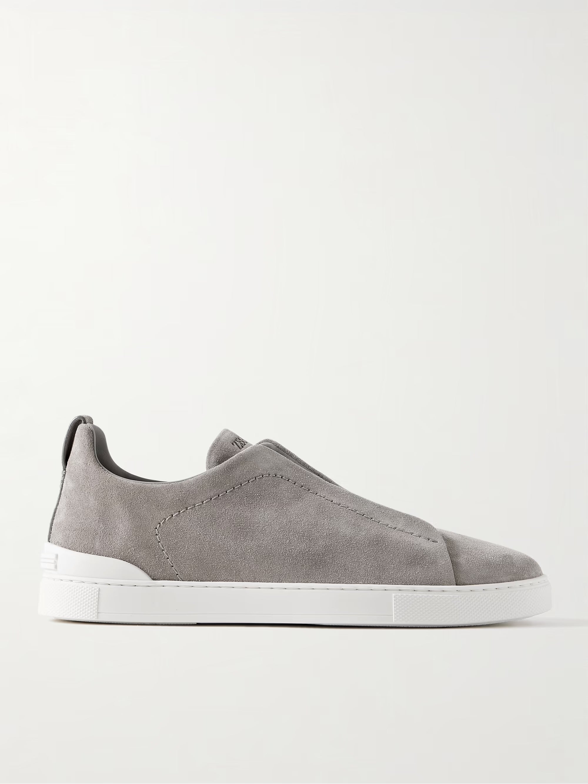 Triple Stitch Suede Slip-On Sneakers – Grey | Asterley Court