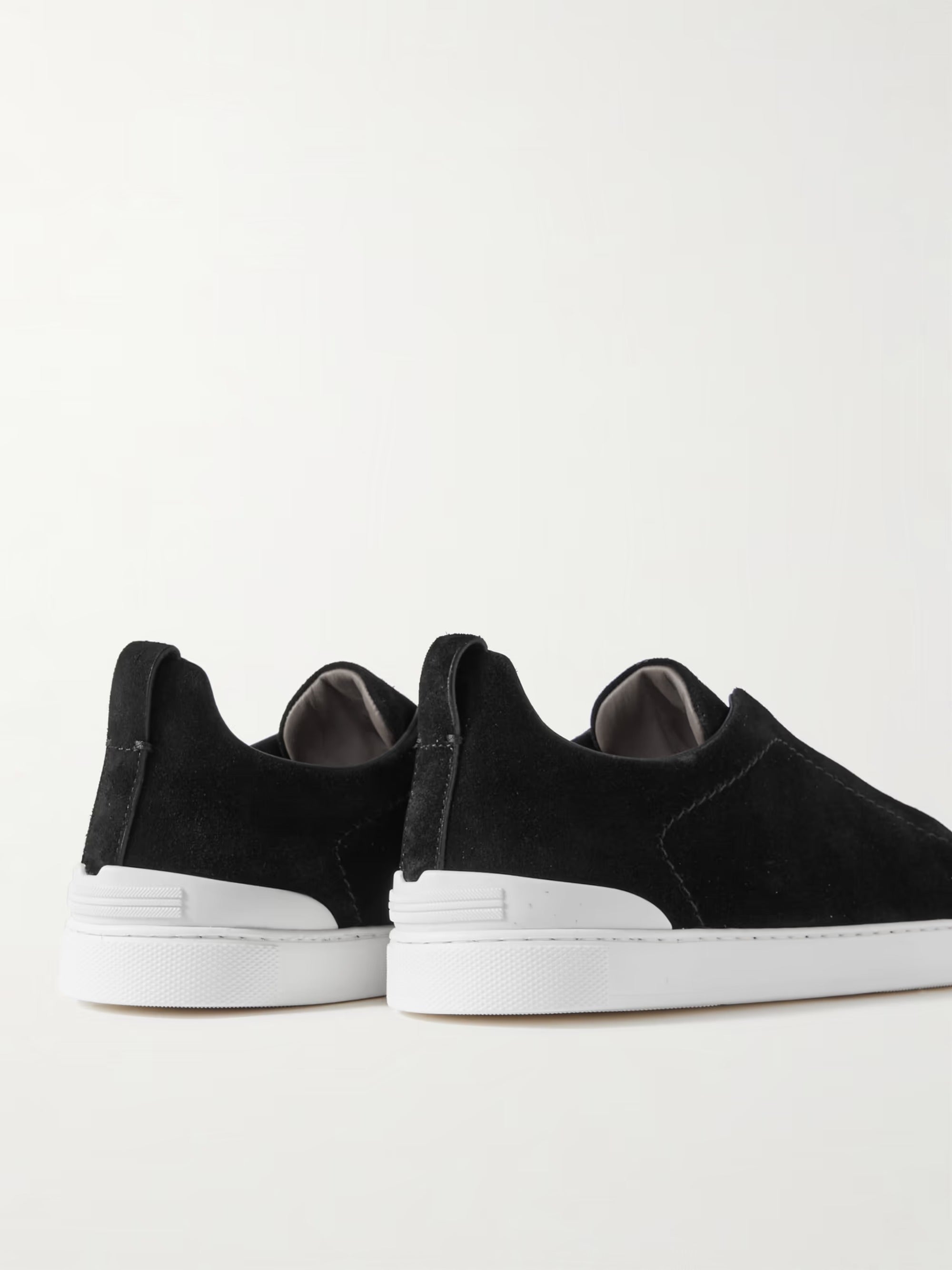 Triple Stitch Suede Slip-On Sneakers – Black | Asterley Court
