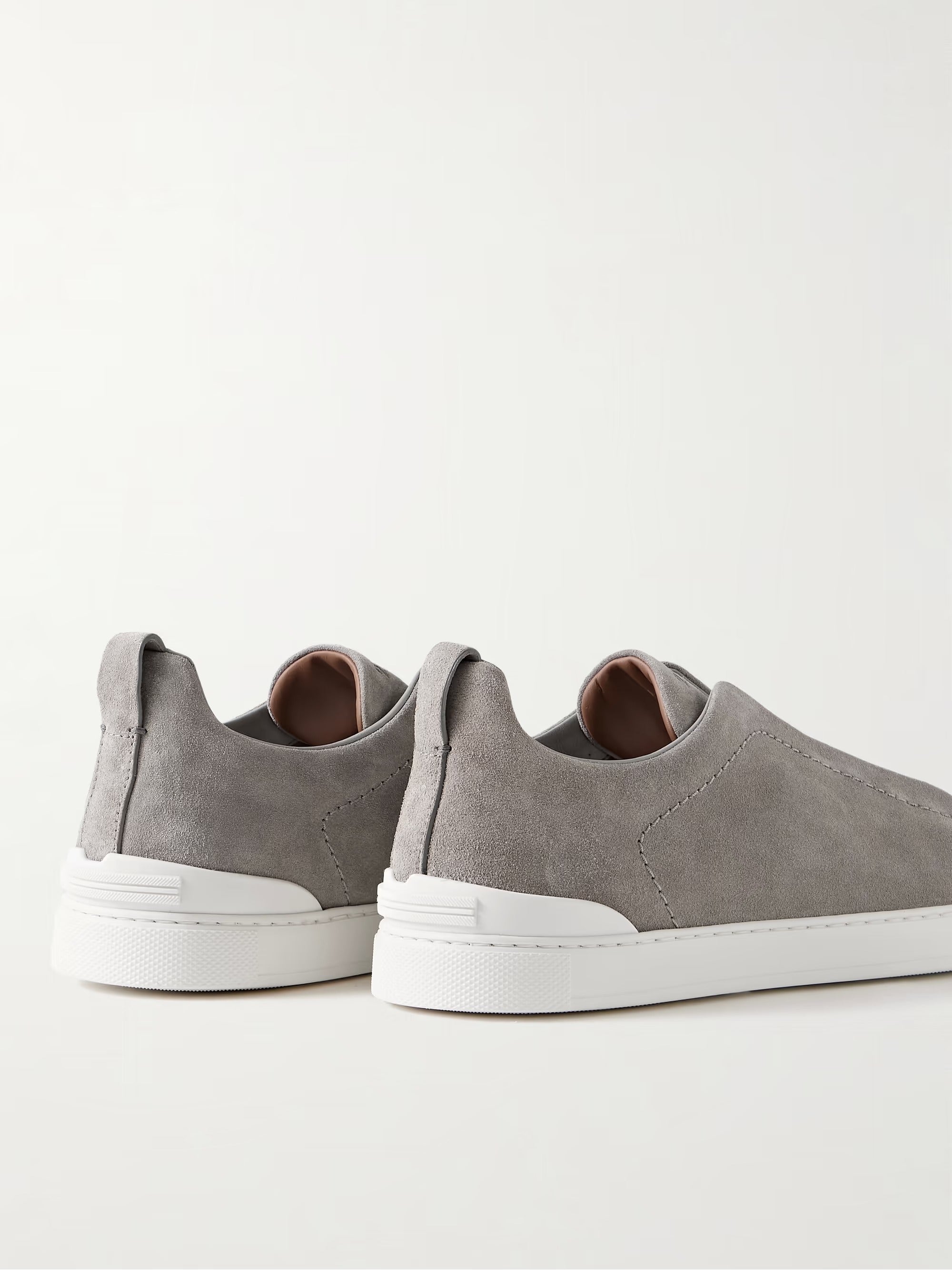 Triple Stitch Suede Slip-On Sneakers – Grey | Asterley Court